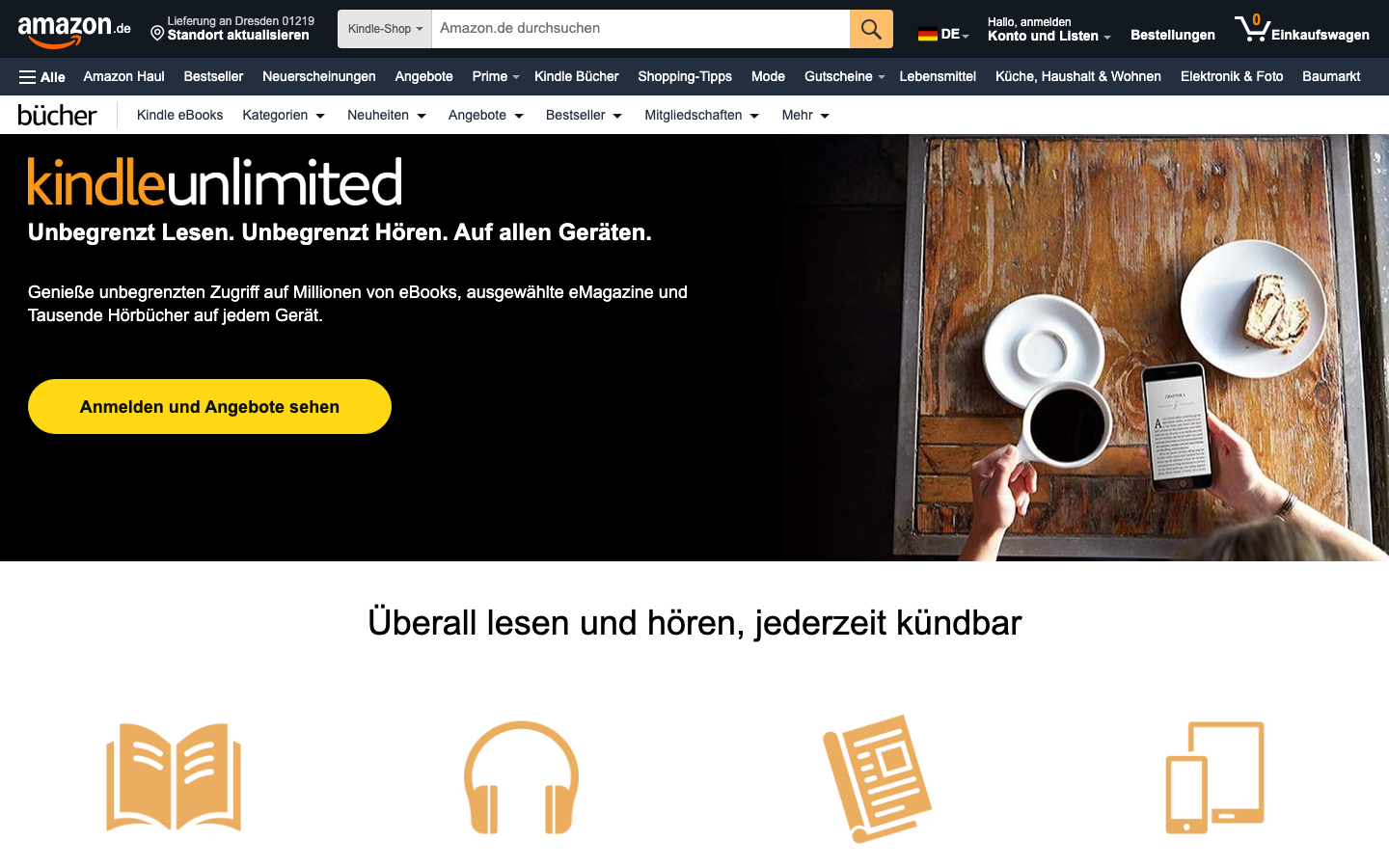 Amazon Kindle Unlimited: unbegrenzt eBooks, Hörbücher und ausgewählte Magazine lesen
