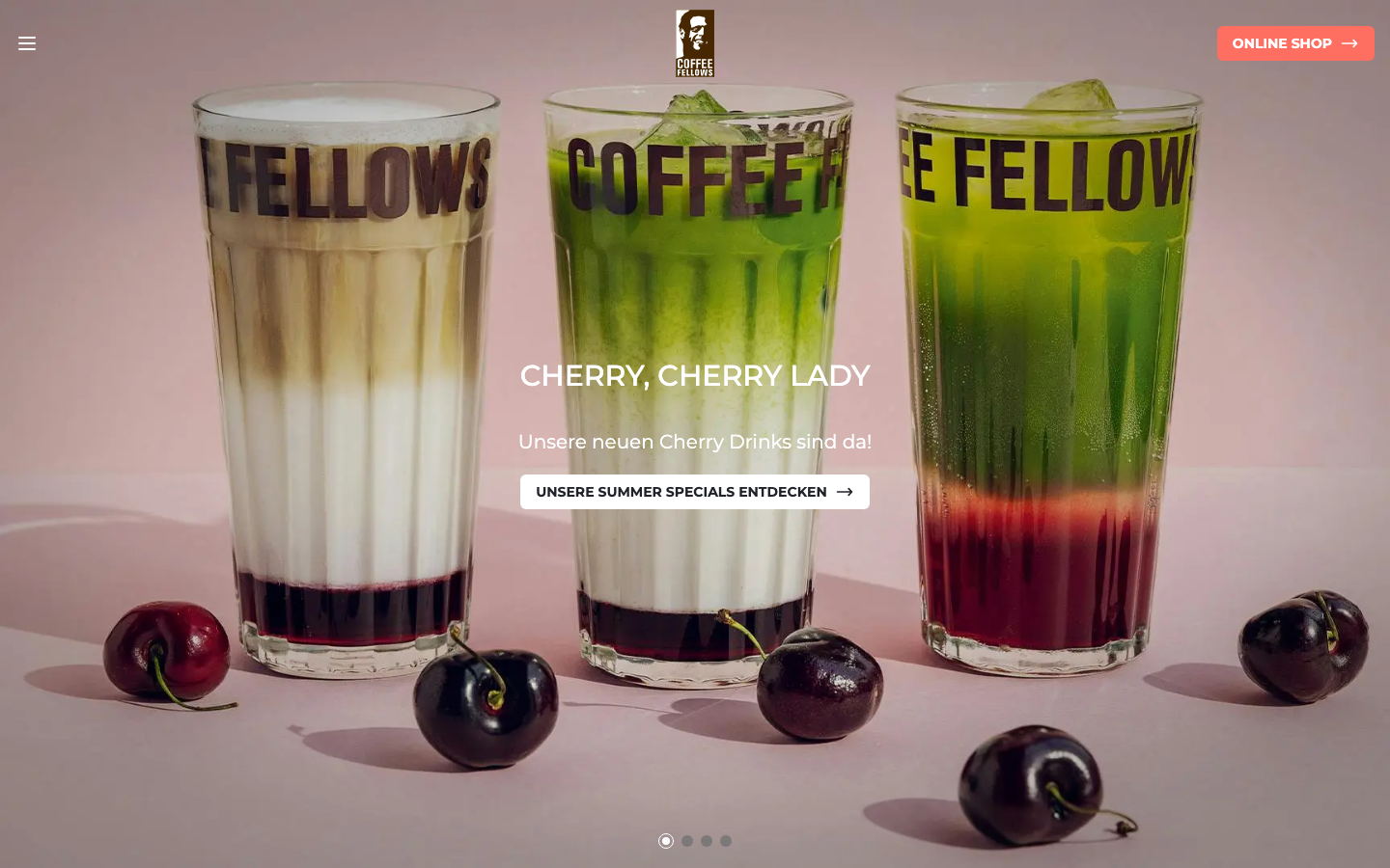 Coffee Fellows Markenwebsite mit Sommerdrinks-Kampagne