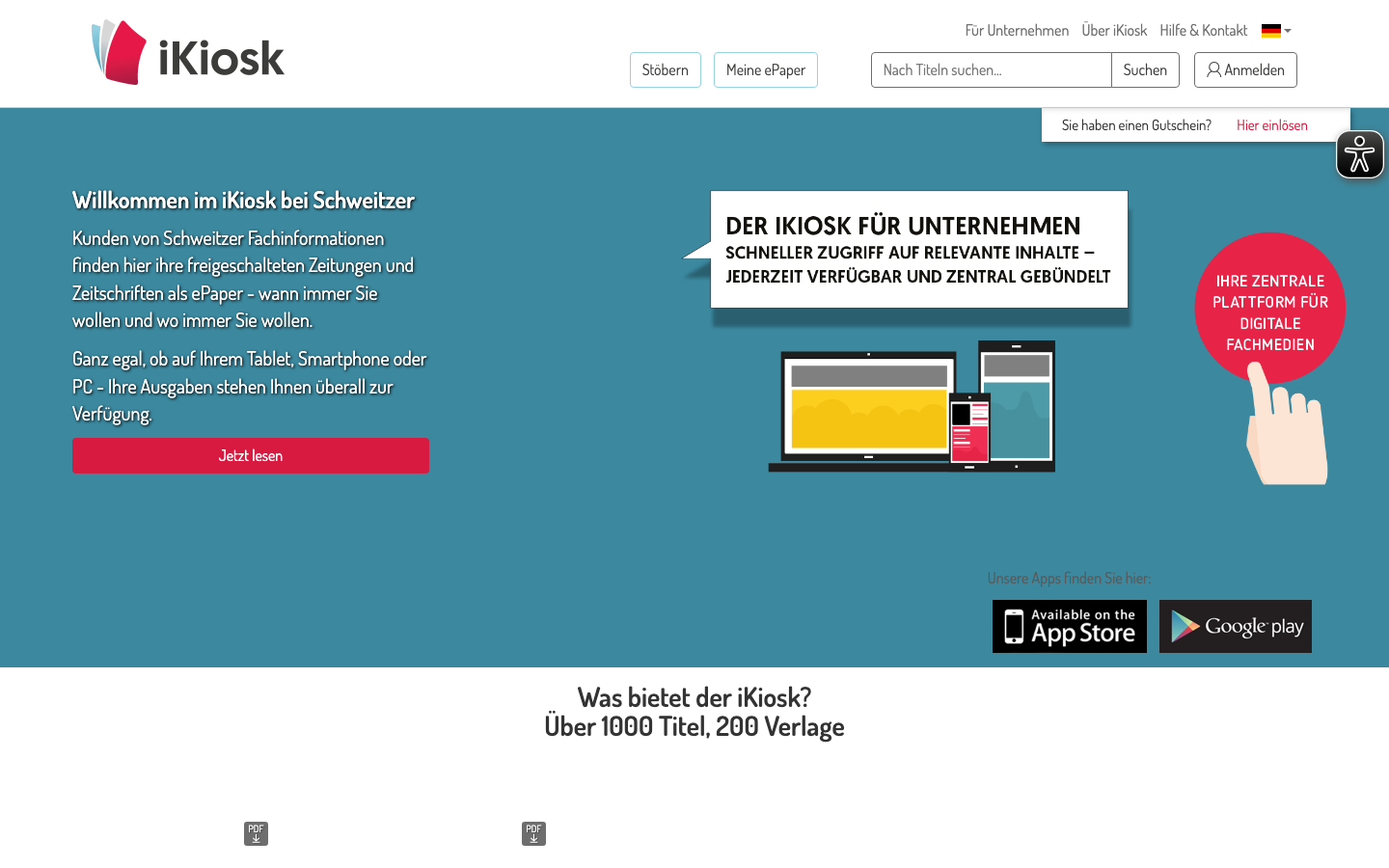 ikiosk Startseite: deutsche e-Paper-Titel einzeln kaufen oder abonnieren