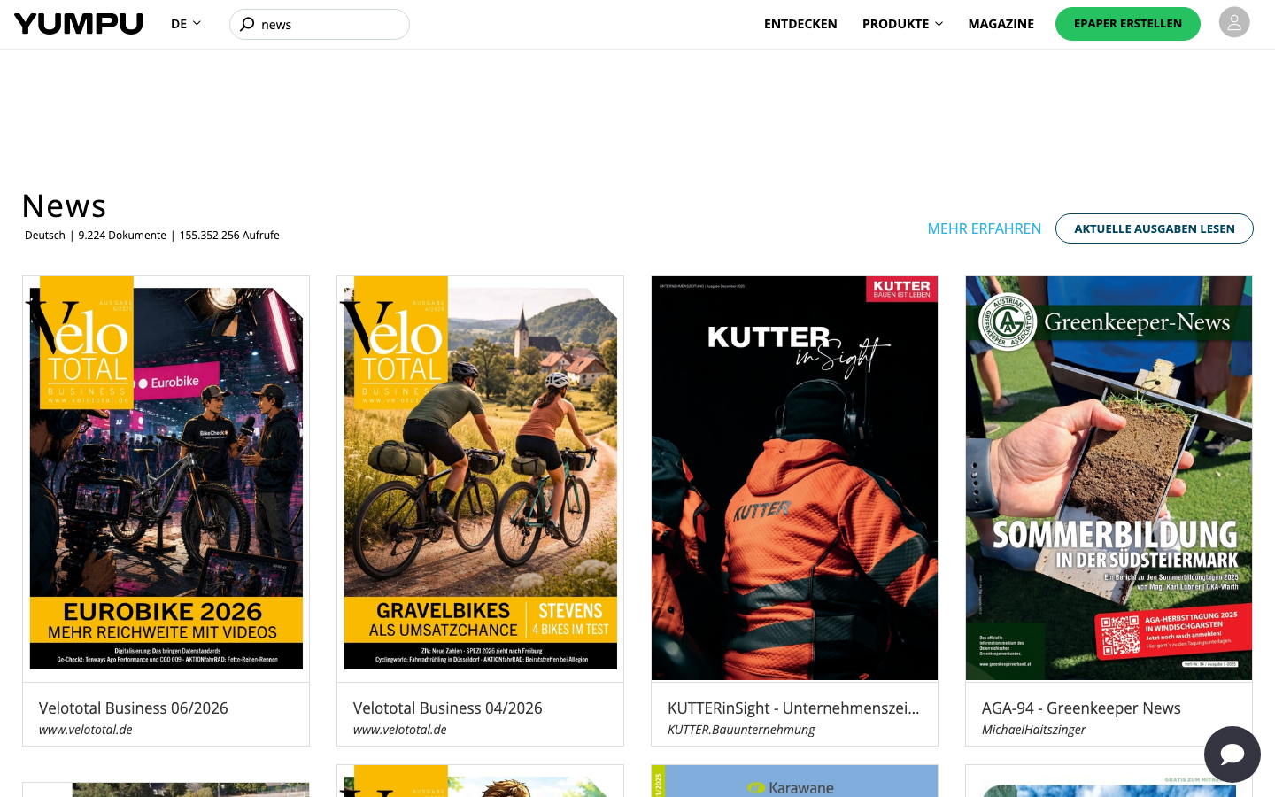 Yumpu News Startseite mit aktuellen Magazinen und Zeitschriften