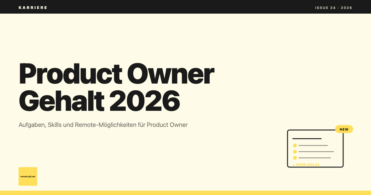 remote-job.net: Product Owner: Aufgaben, Gehalt und Ausbildung 2026