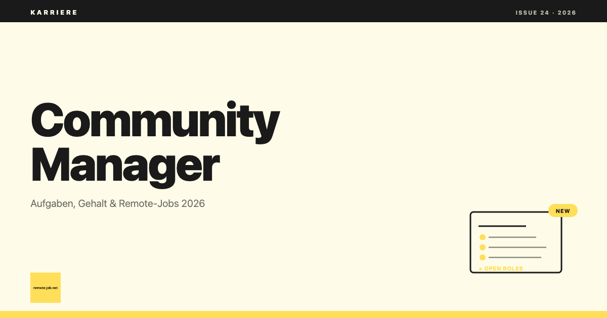 remote-job.net: Community Manager Karriereguide 2026