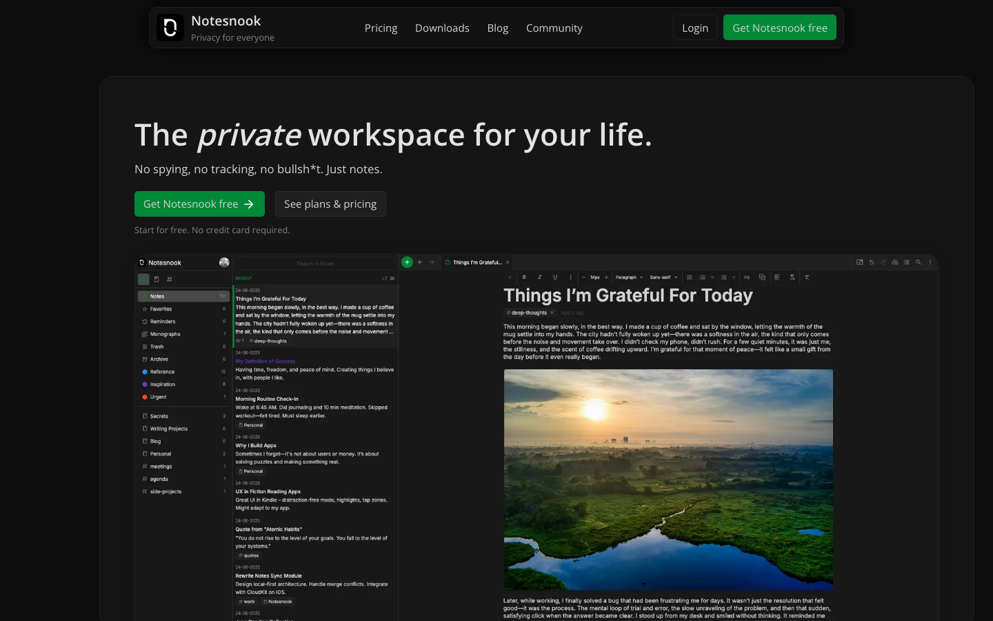 Notesnook Homepage – Ende-zu-Ende-verschlüsselte Evernote Alternative mit Open Source
