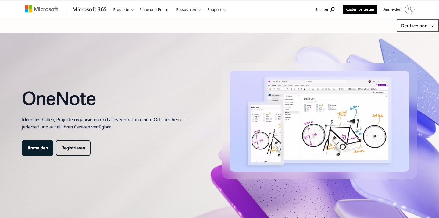 Microsoft OneNote Homepage – kostenlose Notiz-App als Evernote Alternative mit Office-Integration