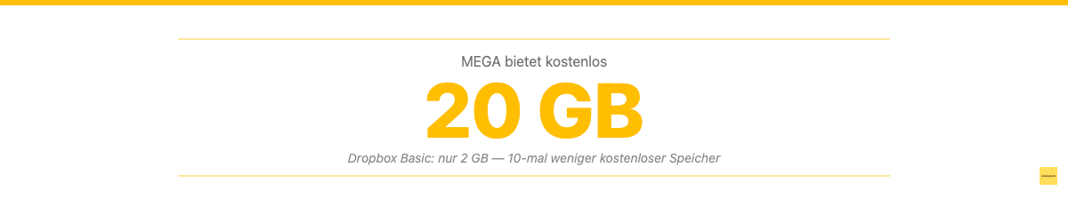 MEGA bietet 20 GB kostenlosen Speicher - 10-mal mehr als Dropbox Basic