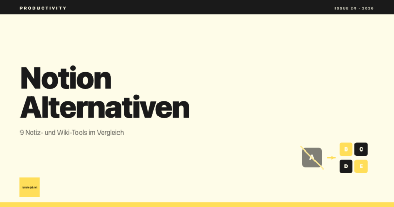 remote-job.net: Notion Alternative 2026, 9 Notiz- und Wiki-Tools im Vergleich
