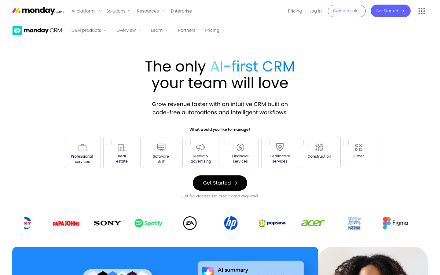 monday CRM Screenshot 2026 – CRM und Projektmanagement