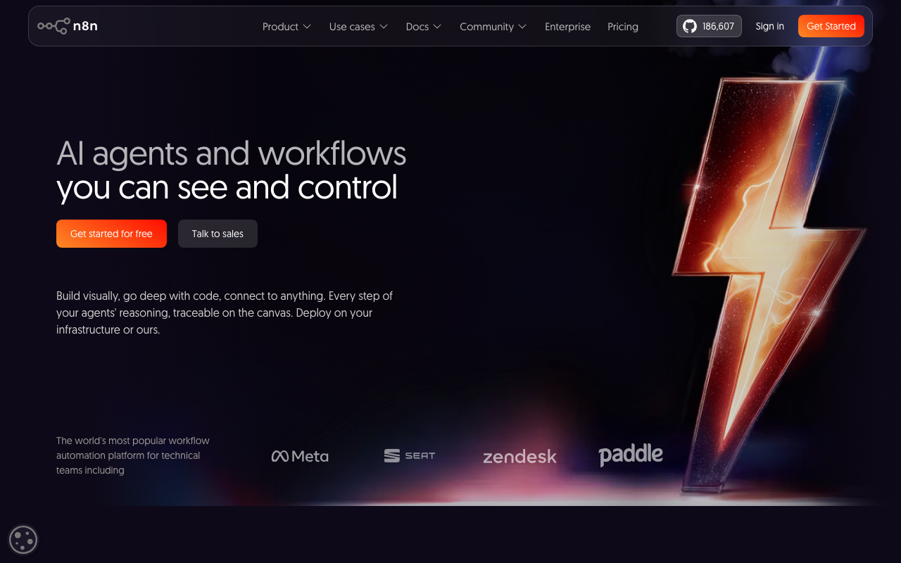 n8n.io Homepage Screenshot – Open-Source Automatisierungstool