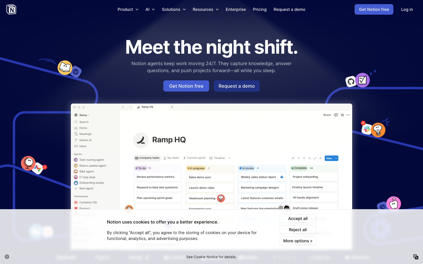 Notion Oberfläche – Screenshot der Startseite