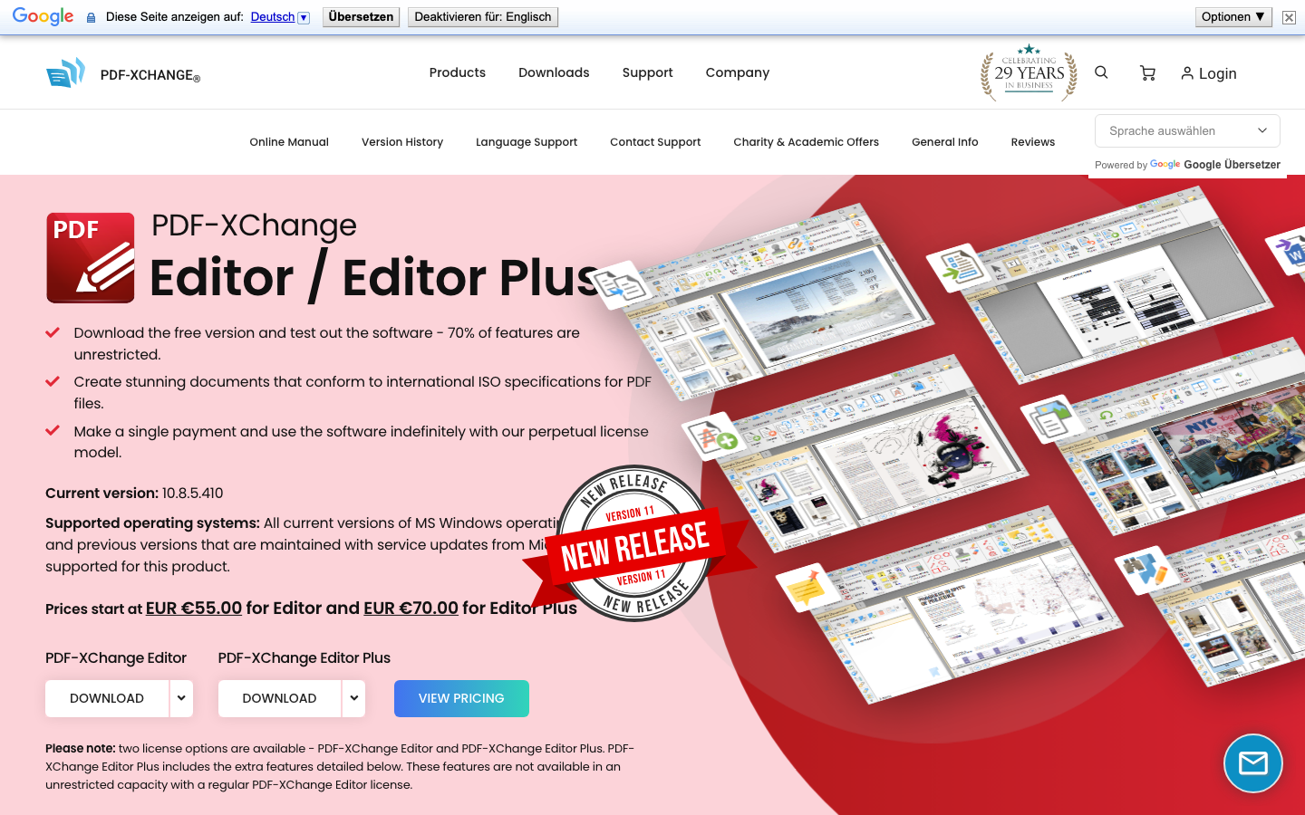 PDF XChange Editor - Oberfläche des Windows PDF-Editors