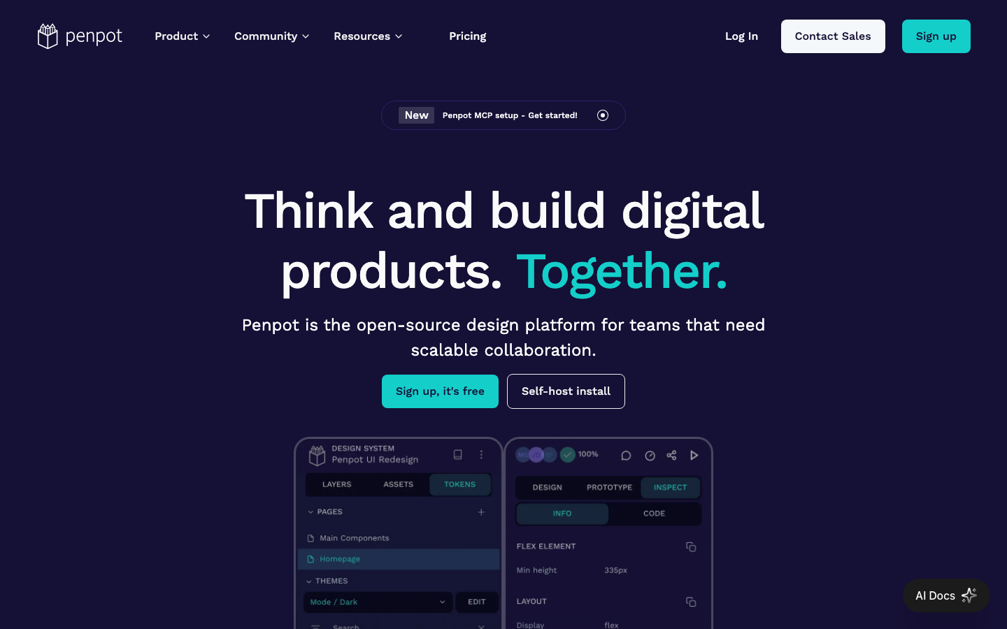 Penpot-Startseite – Open-Source-Designtool als DSGVO-konforme Figma Alternative