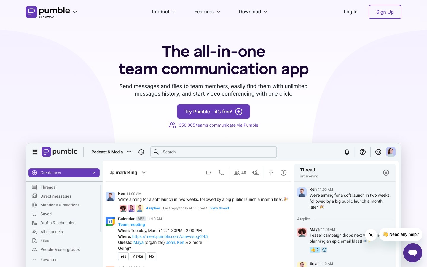 Pumble: kostenlose Discord Alternative mit unbegrenztem Nachrichtenverlauf