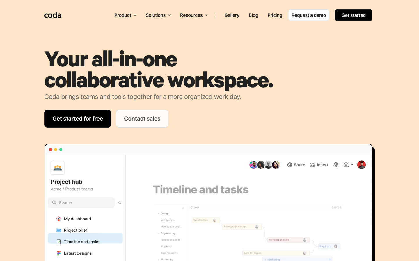 Coda Homepage – Dokument- und Datenbankplattform als Confluence Alternative