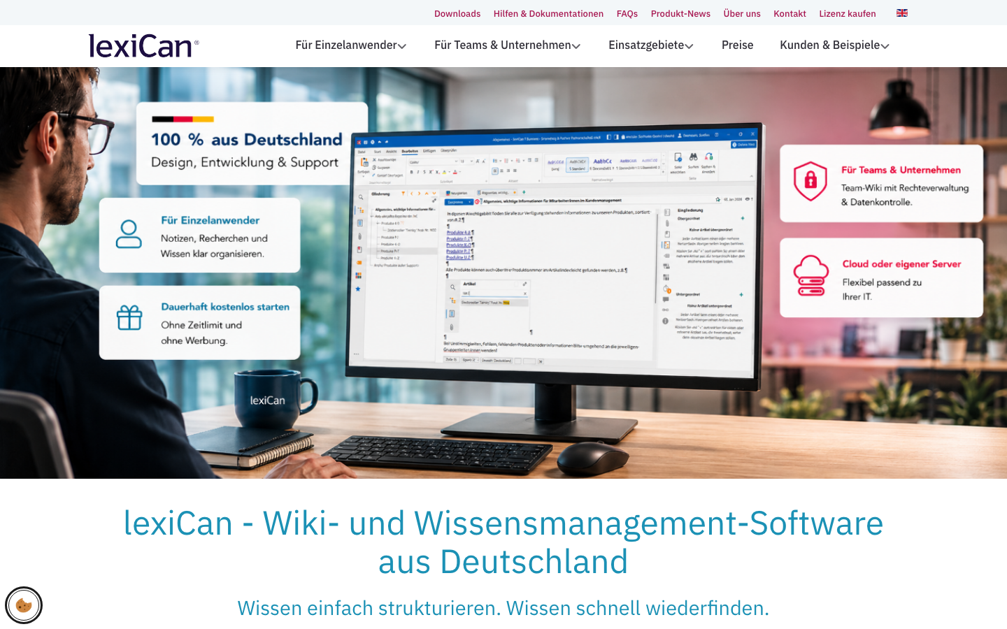 lexiCan Homepage – Wiki-Software für Windows als Confluence Alternative