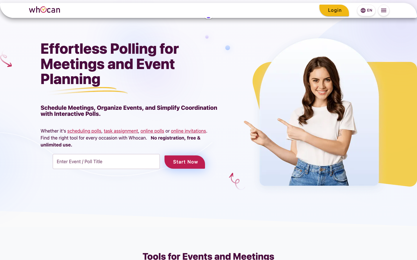 Whocan Event- und RSVP-Planung Interface