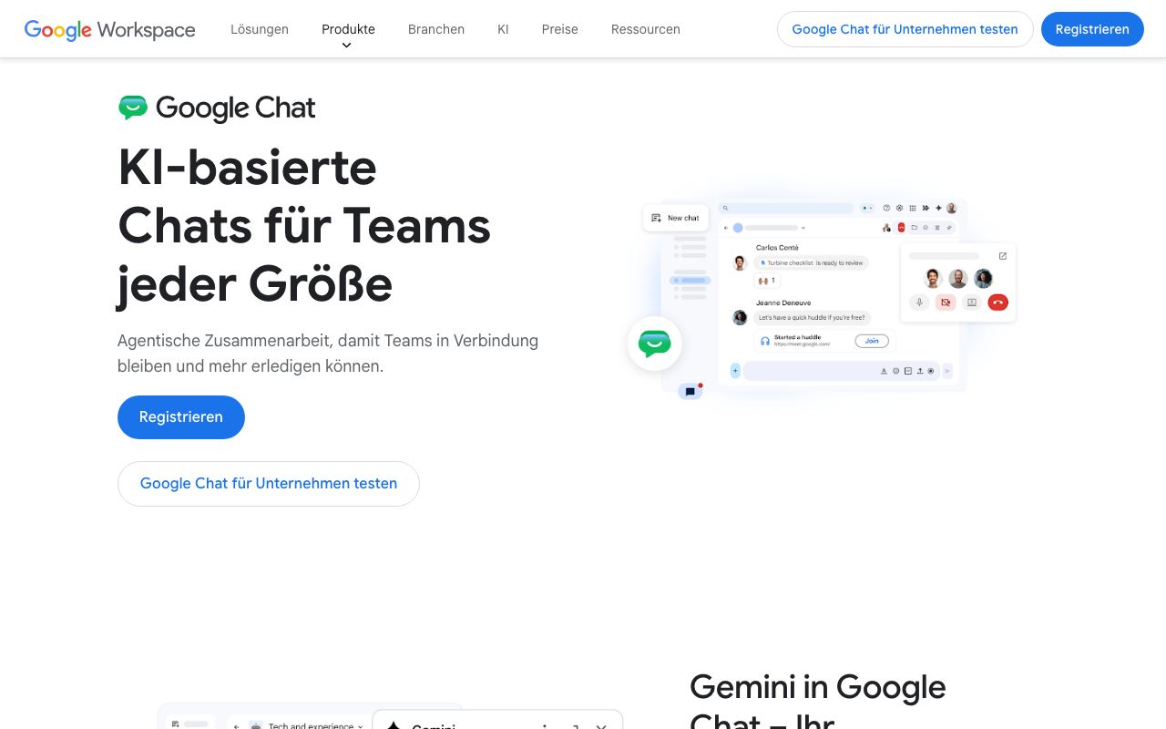 Google Chat – Benutzeroberfläche