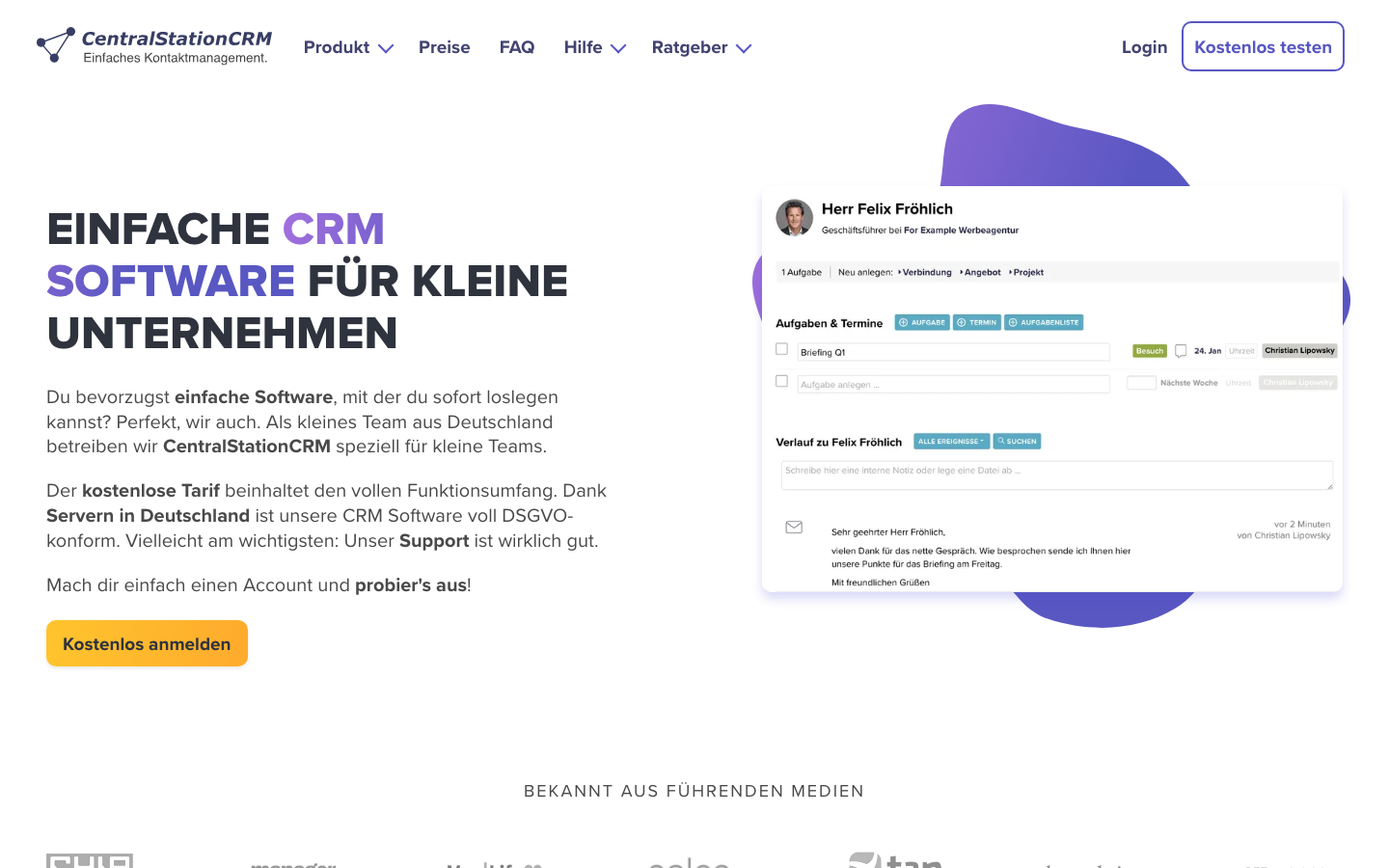 CentralStationCRM Screenshot 2026 – Deutsche HubSpot Alternative