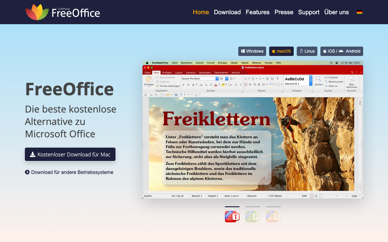 FreeOffice Homepage – die kostenlose Microsoft Office Alternative von SoftMaker