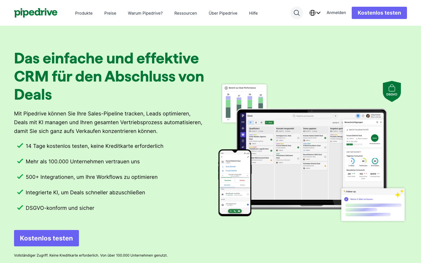 Pipedrive CRM Screenshot 2026 – Pipeline-Übersicht