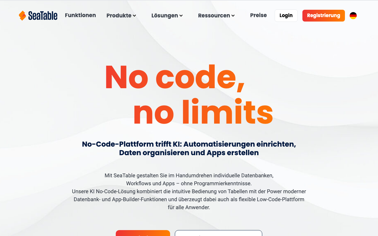 SeaTable Homepage – deutsche Airtable Alternative mit deutschen Rechenzentren