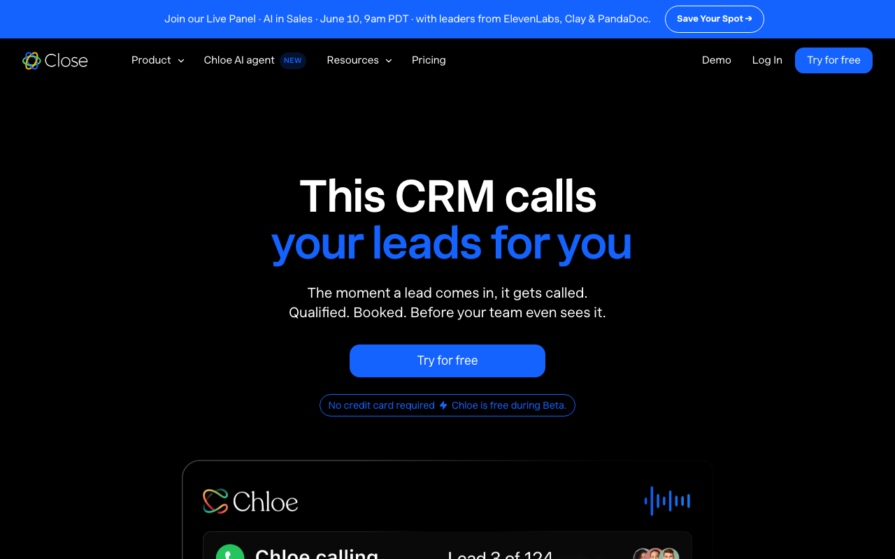 Close CRM Homepage 2026
