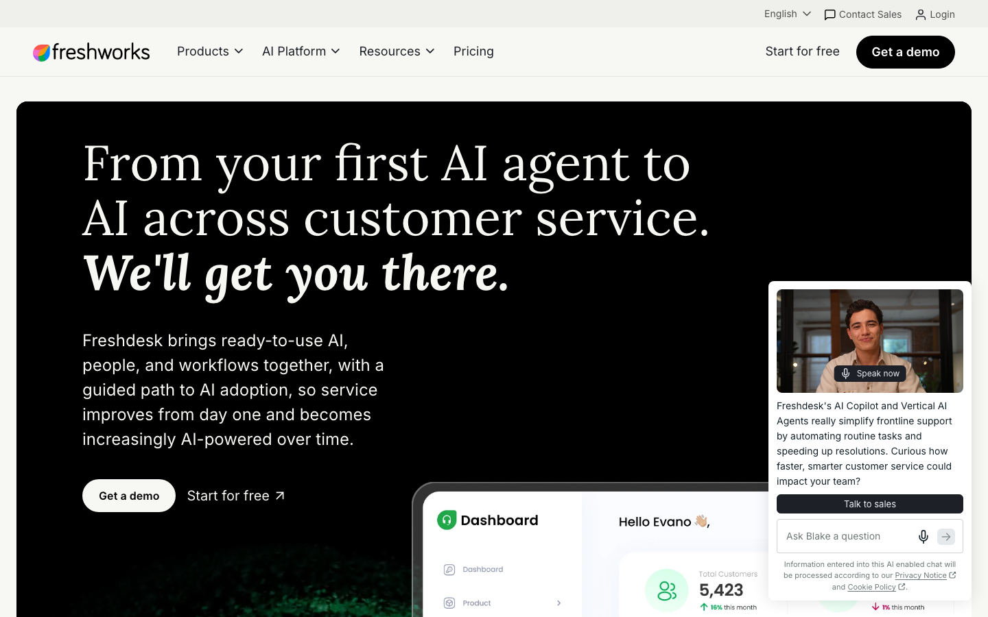 Screenshot: Freshdesk Startseite