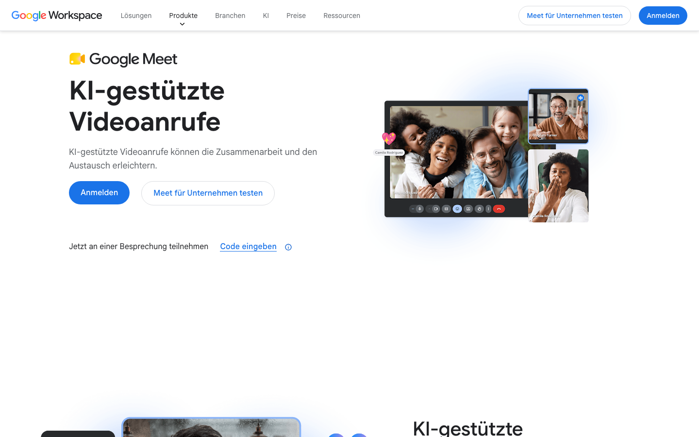Google Meet Startseite - Webex Alternative