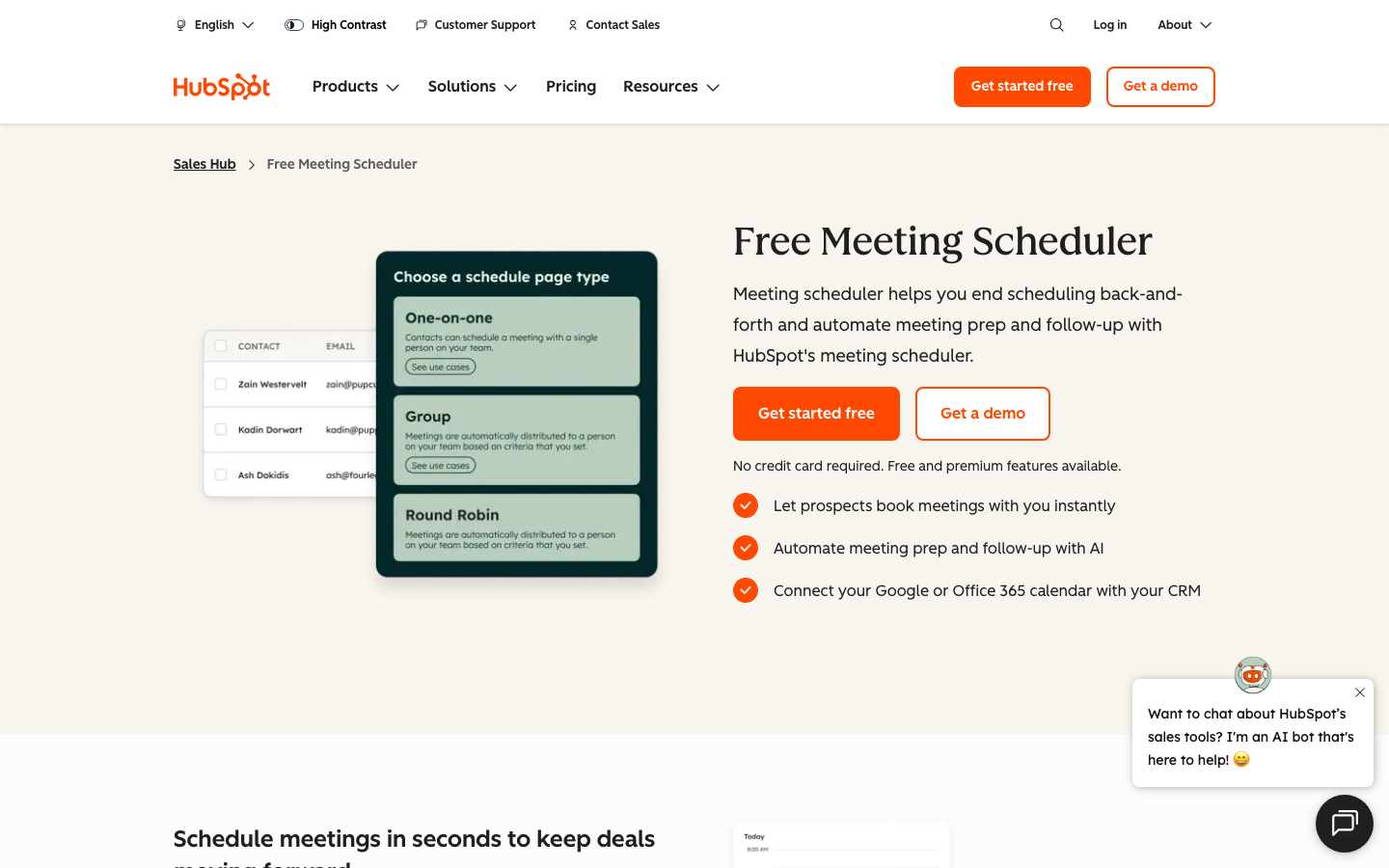 HubSpot Free Meeting Scheduler (Quelle: HubSpot)