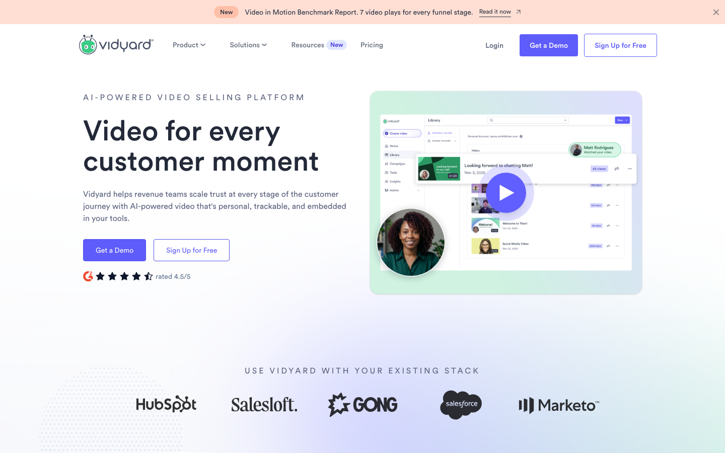 Vidyard Screenshot - Video-Messaging-Tool mit CRM-Integration