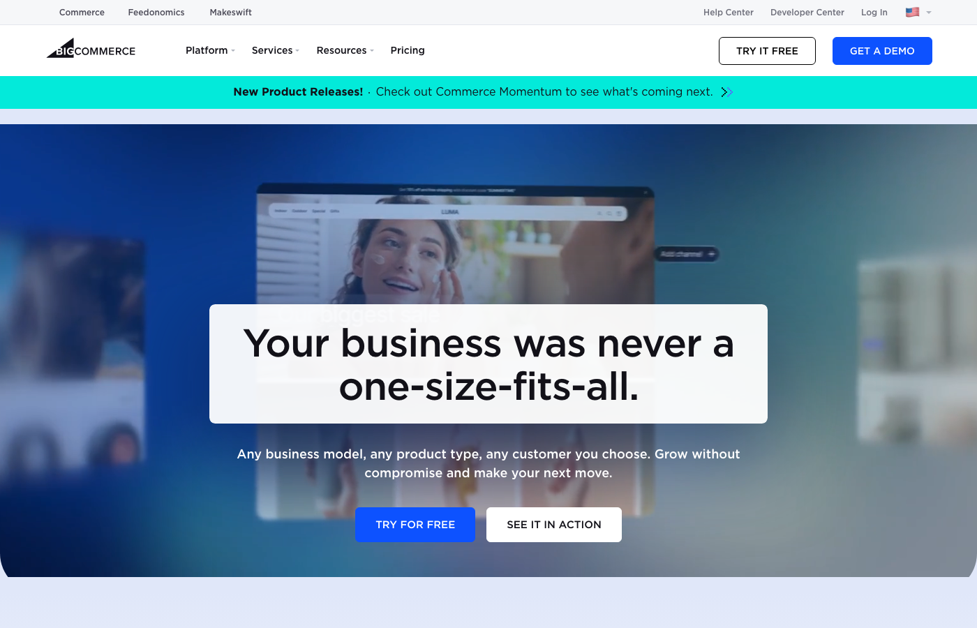 BigCommerce Homepage - Shopify Alternative ohne Transaktionsgebühren