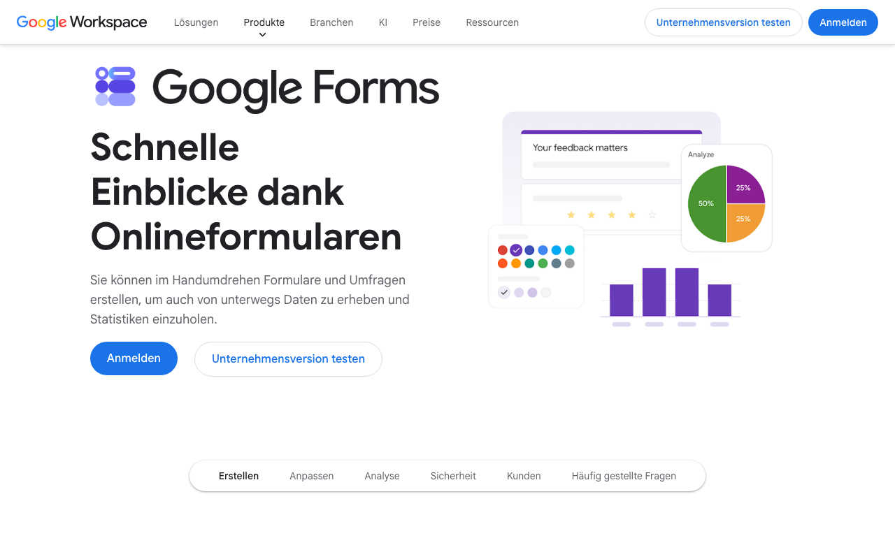 Google Forms Startseite - kostenlose SurveyMonkey Alternative
