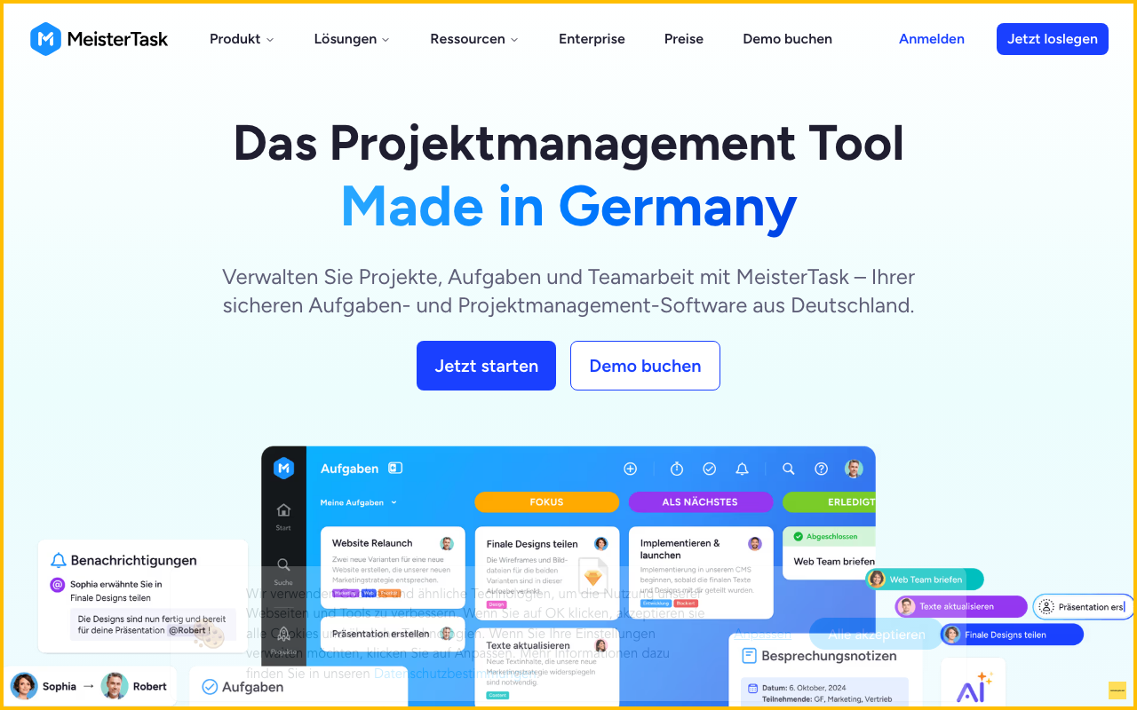 MeisterTask Startseite Screenshot 2026