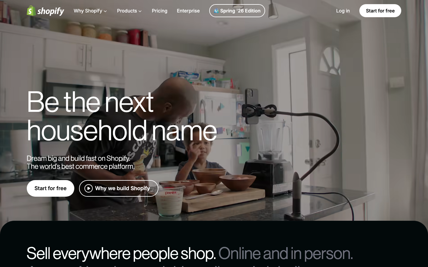Shopify Startseite – E-Commerce-Plattform für Online-Shops