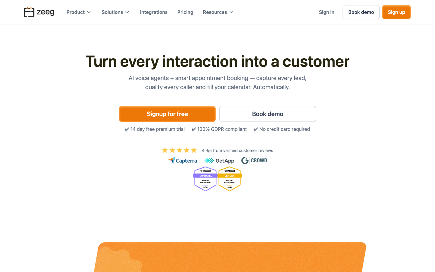 Zeeg Terminbuchungs-Software Homepage (Quelle: Zeeg)
