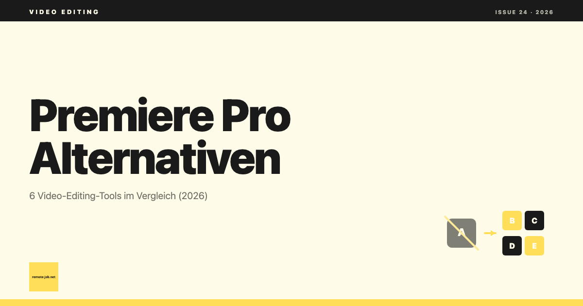 remote-job.net: Premiere Pro Alternative 2026: 6 Video-Editing-Tools im Vergleich