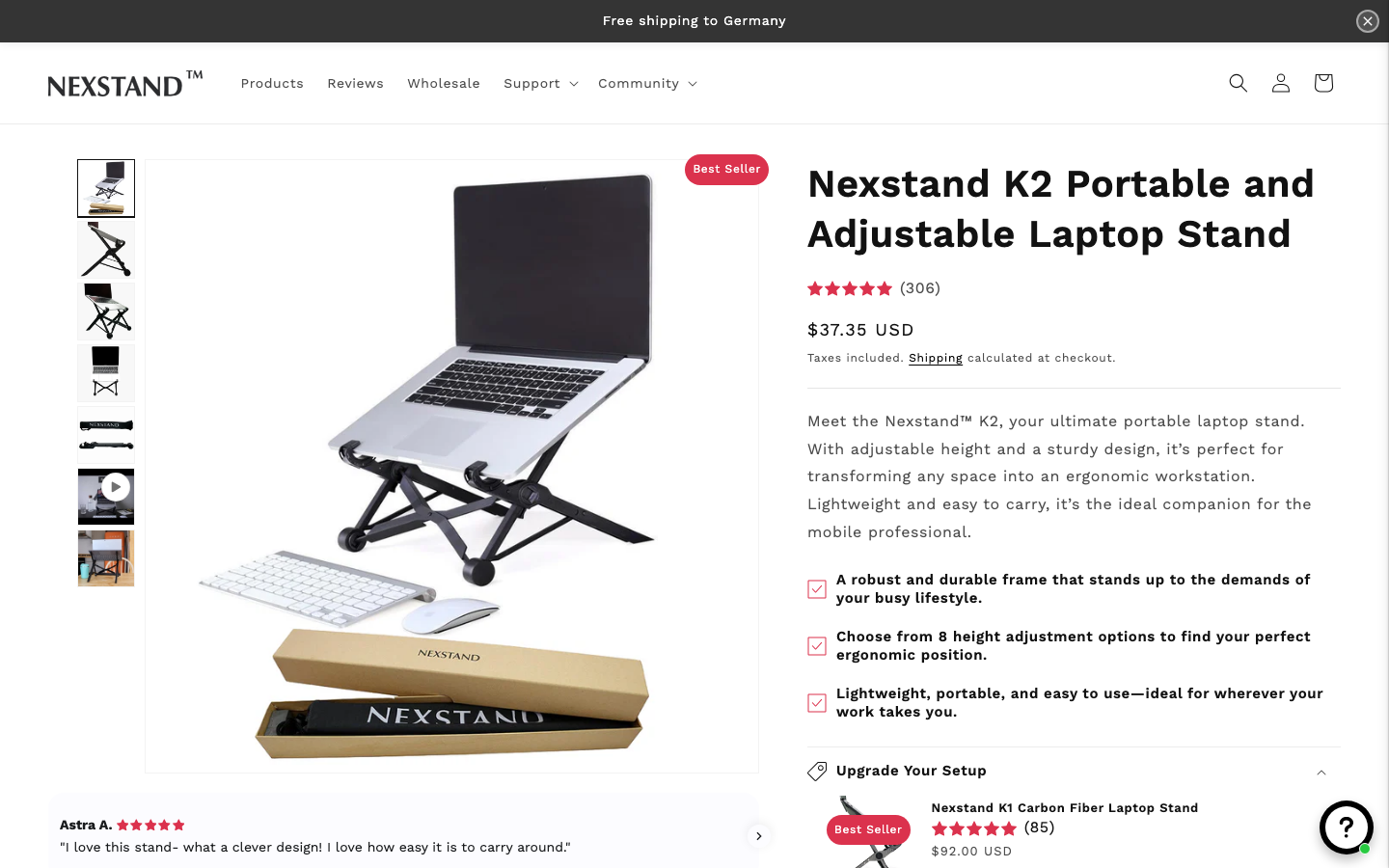 Nexstand K2 faltbarer Laptop-Ständer mit Tastatur, Maus und Verpackung