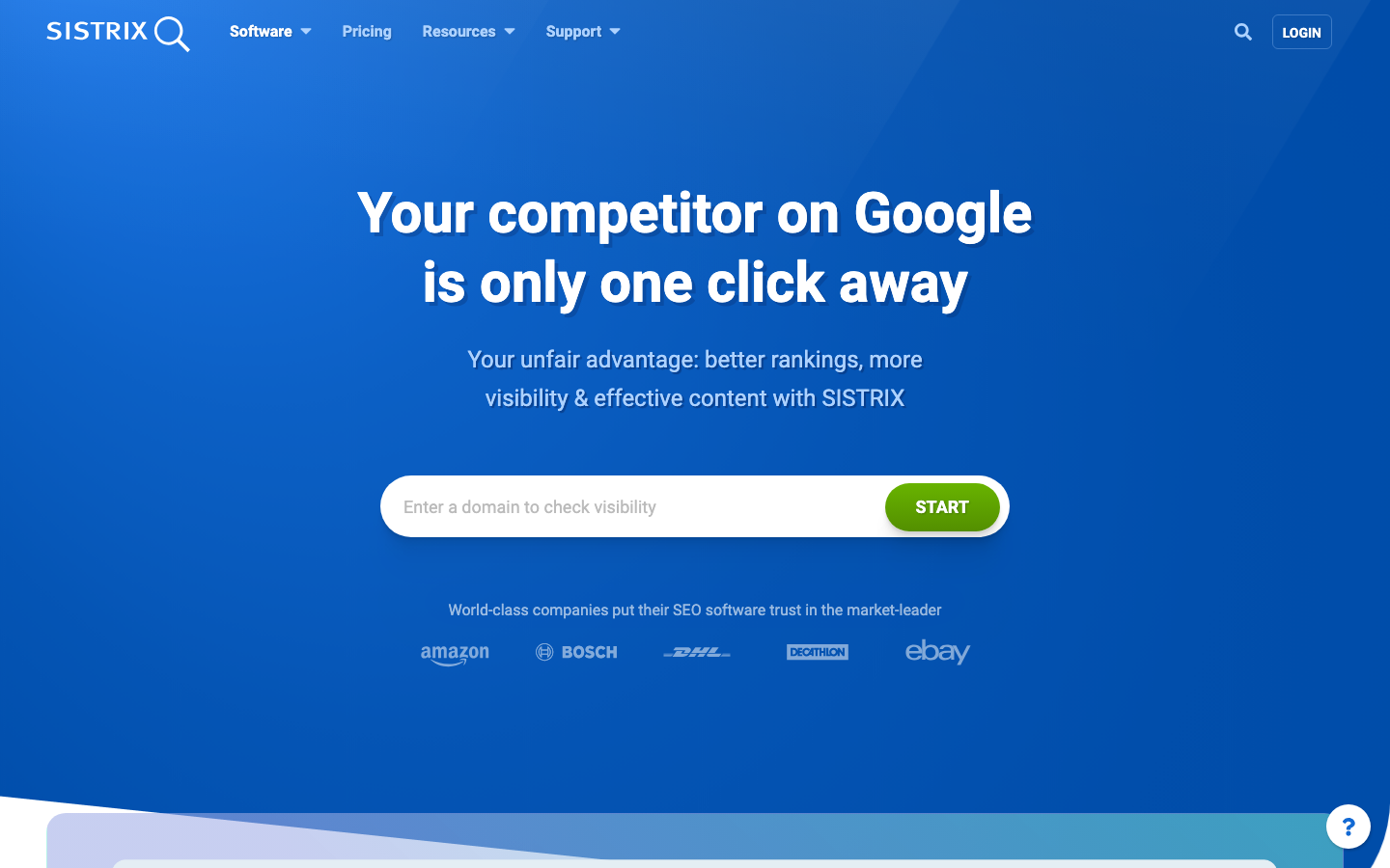 Startseite von Sistrix, einer SEMrush-Alternative mit Fokus auf den DACH-Markt
