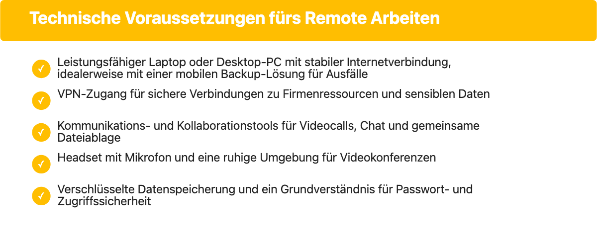 Checkliste: Technische Voraussetzungen fürs Remote Arbeiten