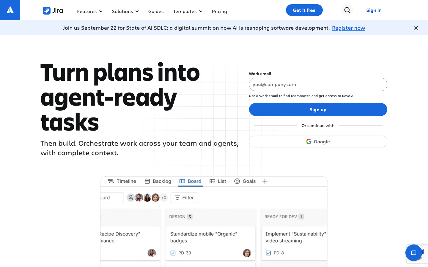 Screenshot der Jira Startseite von Atlassian