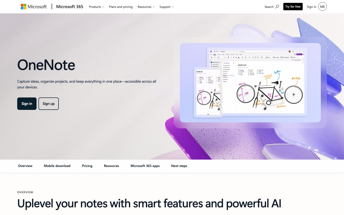 Microsoft OneNote Homepage – kostenlose Notiz-App als Evernote Alternative mit Office-Integration