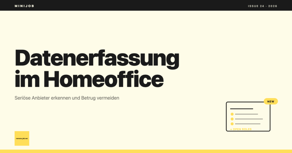 Datenerfassung als Minijob im Homeoffice: Seriöse Anbieter erkennen